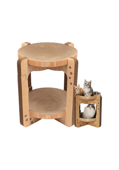 Necoichi Kedi Tırmalama Kulesi, İç Mekan Kedileri İçin, Tersinir Kullanılabilirlik Ve Ekstra Konforlu, Karton Yatak Kanepe / Xl, Meşe