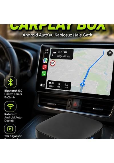 Bluetooth 5.0 Kablosuz Android Auto Adaptörü Usb Bağlantılı Hızlı Eşleşme