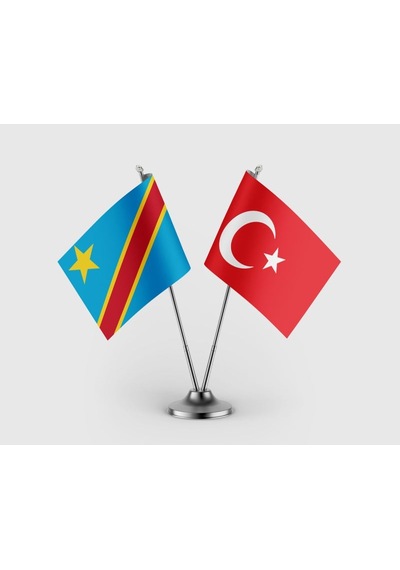 Demokratik Kongo Cumhuriyeti Ve Türkiye Bayrağı İkili Saten Masa Bayrağı Takımı Diğer