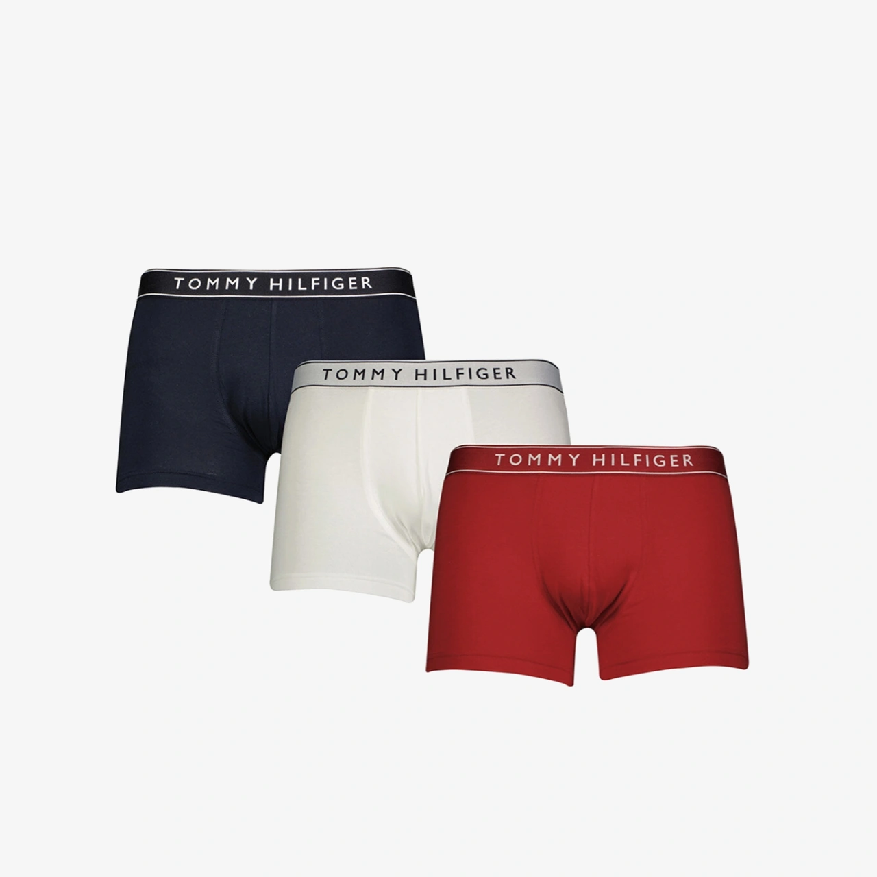 Tommy Hilfiger Bel Lastikli Logolu Erkek Siyah/beyaz/kırmızı 3'lü Boxer Um0um03520 Renkli