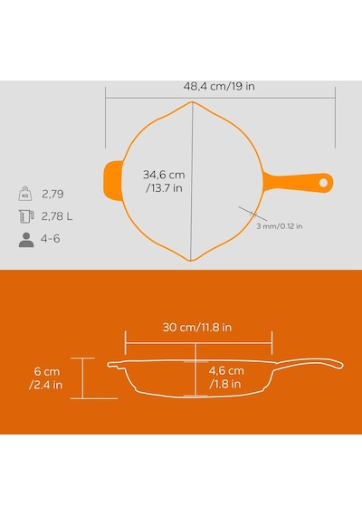 Lava Döküm Yuvarlak Kızartma Tavası Döküm Demir Yekpare Saplı Edition Serisi Çap Ø 30cm. 001
