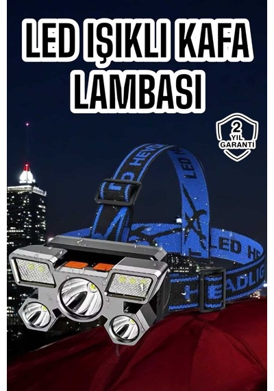 Sepetopia Ultra Güçlü Led Işık Şarjlı Kafa Lambası Balıkçı Lambası Kafa Feneri