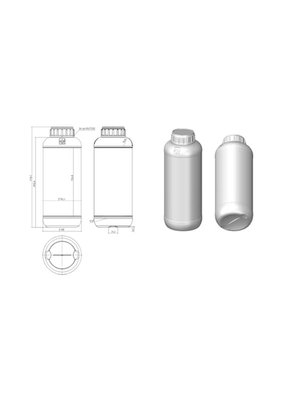 100 Adet - 1000ml Siyah Polietilen Tarım Şişesi