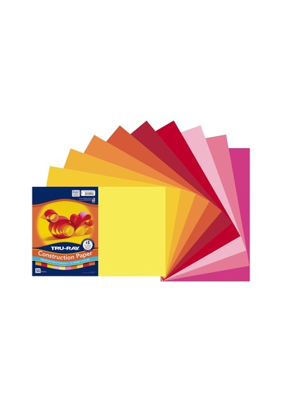 Construction Paper, Warm Assorted, 12" X 18", 50 Sheets