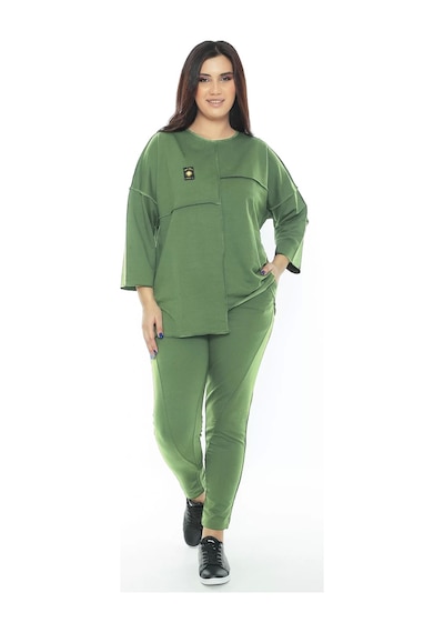 Lady Majestic Cotton 1. Kalite Büyük Beden Özel Tasarım Eşofman Takımı Çağla Yeşili Yeşil