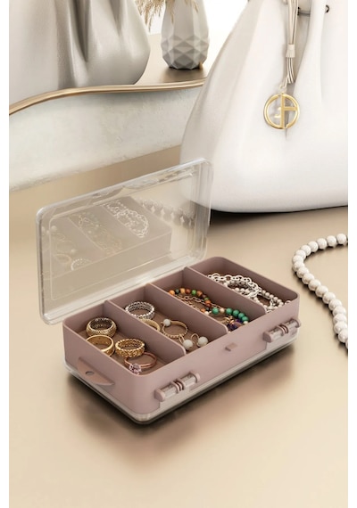 Maxi Home Çok Amaçlı Çift Bölmeli Mini Takı Ve Aksesuar Kutusu Organizer Rose