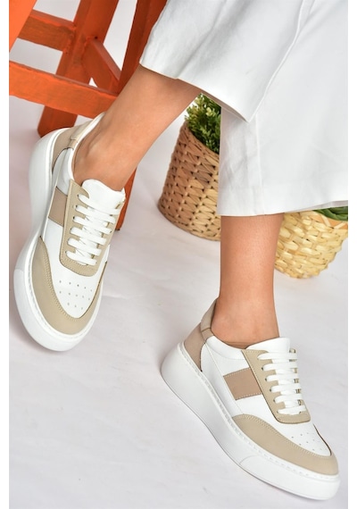 Fox Shoes P274048809 Beyaz/bej Günlük Kadın Spor Ayakkabı Sneakers Beyaz - Bej