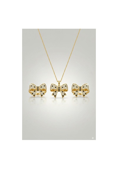 Zirkon Set Premium Çelik Altın