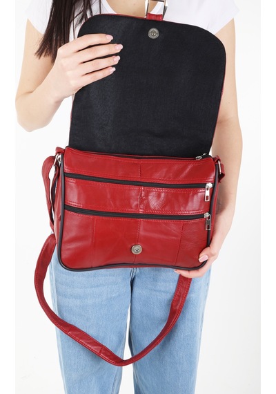 Erzeno Hakiki Deri Kapaklı Bordo Kadın Omuz Çantası Bordo - 142941097 Bordo