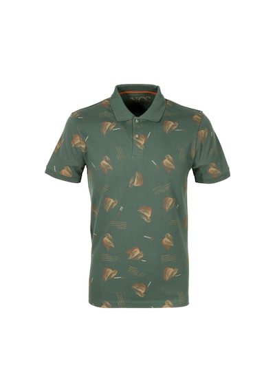 Erkek Neft Slim Fit Polo Yaka Baskılı Tshirt 1202-neft Haki