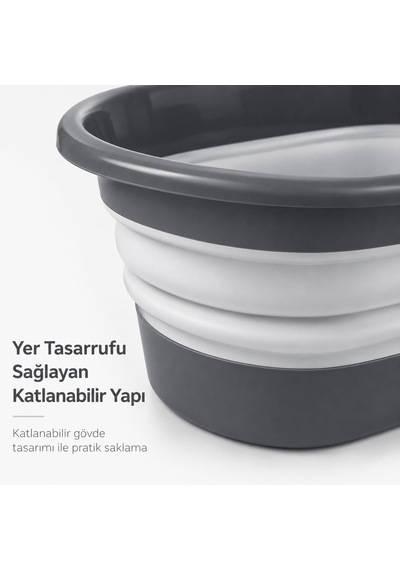 Katlanabilir Çamaşır Sepeti 18 Litre Gri Yer Tasarruflu Katlanır Plastik Sepet, Taşıma Kulplu Banyo Çamaşır Kamp Karavan Ve Ev Düzenleme Sepeti Çok Renkli