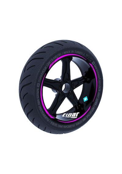 Gül Pembesi 4 Parçalı Keskin Jant Şeridi Sticker Çınar Extreme
