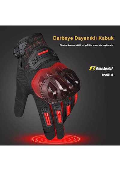 Forte GT Ones Again Mg14d Su Geçirmez Uzun Parmak Motosiklet Eldiveni Nefes Alabilir Kumaş Siyah L Beden