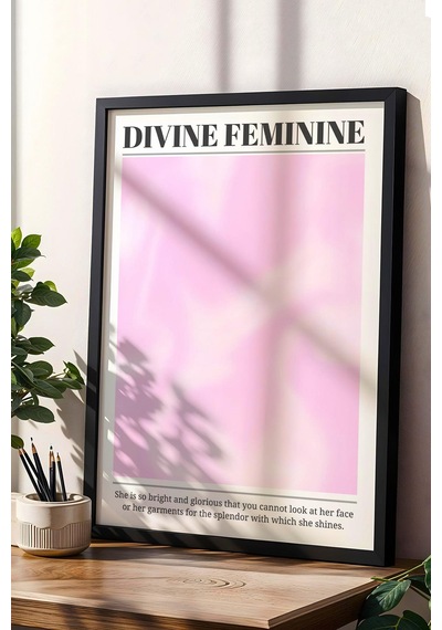 Divine Feminine Çerçeveli Tablo İlahi Dişilik Pembe Aura Enerji Renkleri