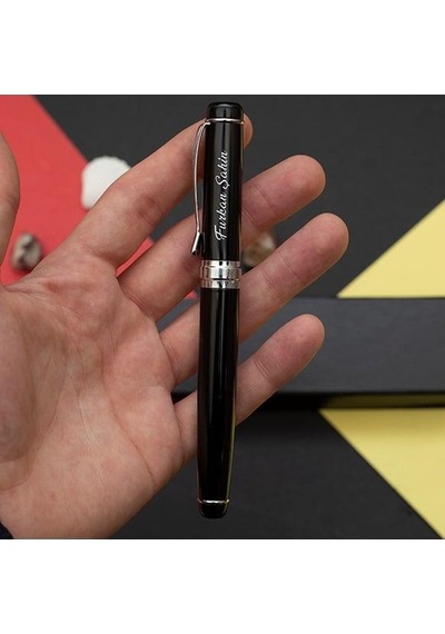 Kişiye Özel Premium Roller Kalem Siyah Krom