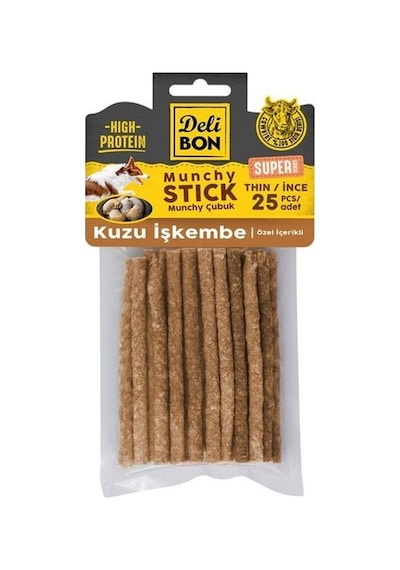 Delibon Süper Munchy Çubuk Kuzu İşkembeli Köpek Çiğneme Kemiği İnce 25'li