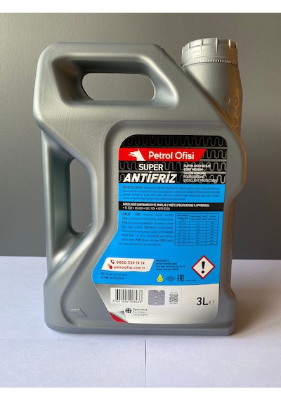 Petrol Ofisi Yeşil Renkli 3 Litre İnorganik Antifriz Mavi Yerine De Geçer. 08/2025 Üretim Mavi - Yeşil