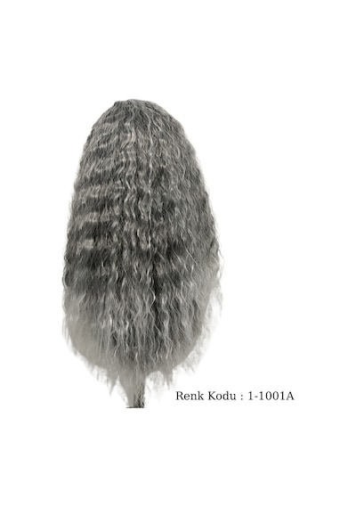 Peruk Ankara Fiber Sentetik Afro Su Dalgası Peruk Siyah Açık Gri Ombre 1-1001a
