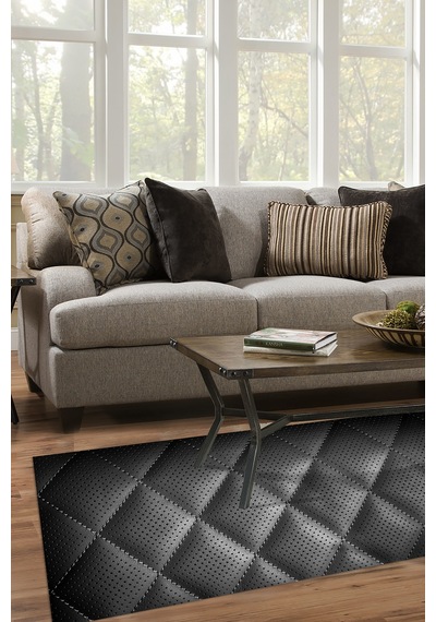 Kaymaz Dijital Mutfak & Salon Halı Trend Geometrik E5013 Siyah