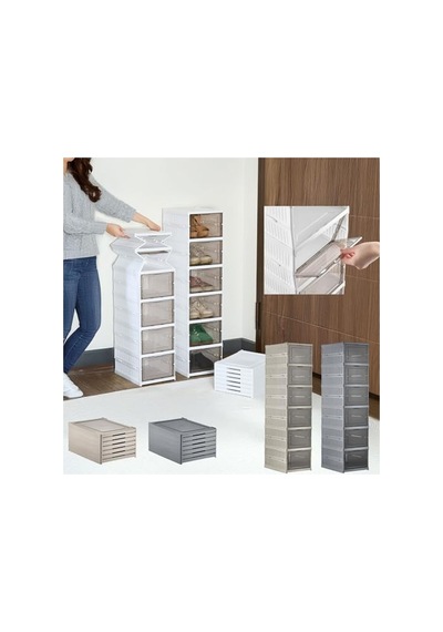 Katlanabilir Ayakkabılık, Taşınabilir Organizer, 6 Katlı Açık Ceviz