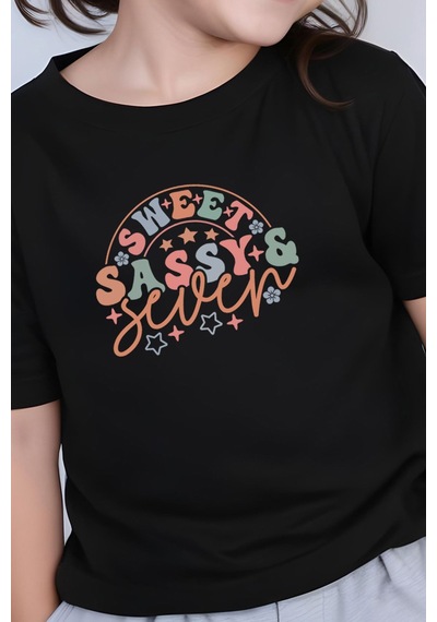 Fyk Kids Kız Çocuk Sweat Sassy Baskılı Tişört Siyah