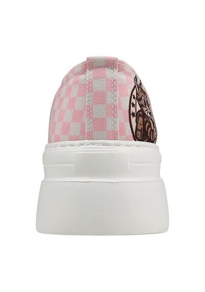 Kadın Vegan Beyaz Kalın Taban Sneakers - Big Steps Cat Tasarım Çok Renkli
