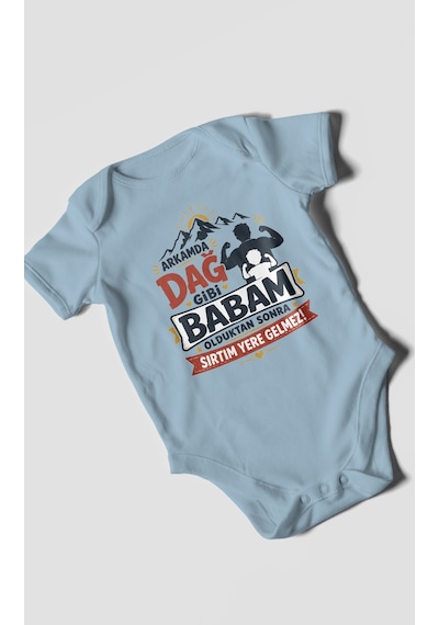 Morivokids Babaya Özel Kısa Kollu Bebek Body %100 Pamuk Zbn209-kk Bebe Mavisi