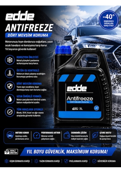 Edde Araba Araç Oto Antifriz Mavi 3 L Dört Mevsim