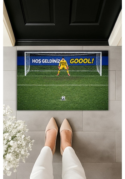 Rugmood Modern Dijital Baskı - Penaltı Paspas - Kapı Önü Paspası Çok Renkli