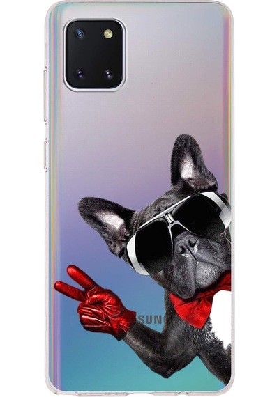Samsung Galaxy Note 10 Lite İle Uyumlu 1mm Slim Fit Köpek 2 050e Baskılı Şeffaf Kılıf