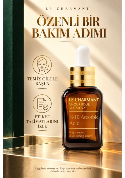 %10 C Vitamini Serumu Askorbik Asit İçeren Aydınlatıcı Yüz Bakım Serumu 30 Ml