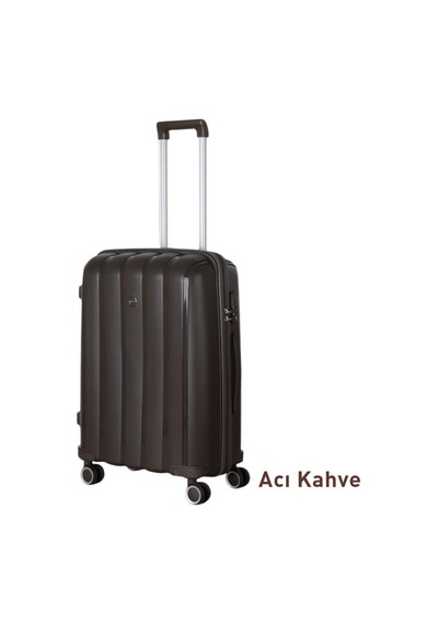 Mçs Bavul Büyük Ve Orta 2li Set Silikon Valiz V305 Acıkahve Kahverengi