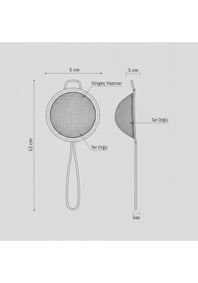 Paslanmaz Çelik Çay Süzgeci İnce Tel Örgü Bitki Çayı Ve Türk Çayı Süzgeci, Ergonomik Saplı, 5 Cm Filtre Çapı çok renkli