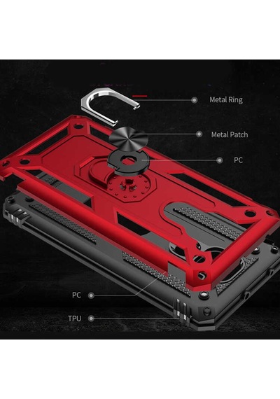 Xiaomi Redmi Note 9 Kılıf Zore Vega Yüzüklü Standlı Zırh Kılıf