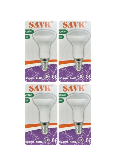 4 Adet Şavk 6w 37w Sarı Işık 3000k E14 Duylu İnce Duy Led R50 Ampul