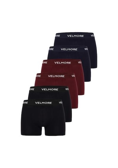 Velmore Erkek Boxer 6 Lı Premium Kutu Pamuklu Likralı Beden S - 5xl Bordo - Lacivert - Siyah