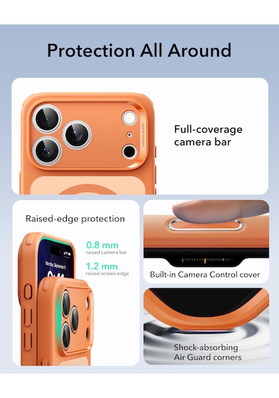 Esr Apple Uyumlu iPhone 17 Pro Max Classic Hybrid Magsafe Kılıf - Kamera Kontrol Buton - Turuncu Turuncu