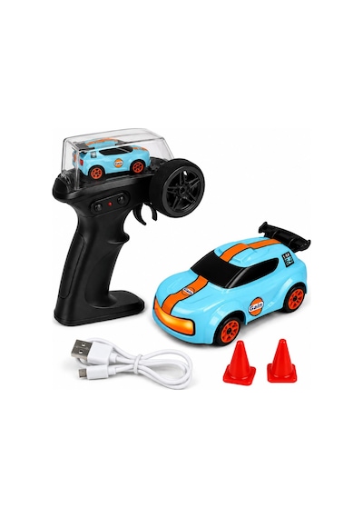 Uzaktan Kumandalı Şarjlı Mini Drift Arabası 1:64 Ölçek Işıklı Rc Model Araç Mavi