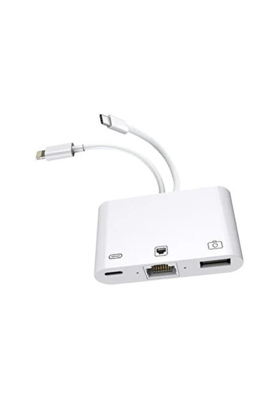 Zr814 Ethernet Adaptör Type-c & Lightning Usb + Şarj 3in1 Çoklayıcı