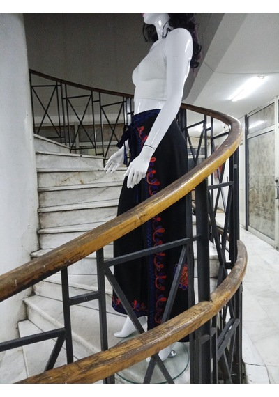 Eren Style Otantik Nakış İşlemeli Harem Şalvar Bulmaca Pantolon 104 Cm -9315 Siyah