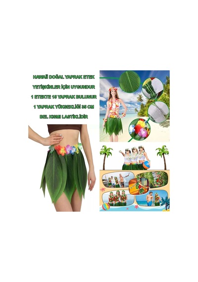 Magicool Tropikal Esintili Hawaii Yapraklı Parti Eteği Yetişkin Boy