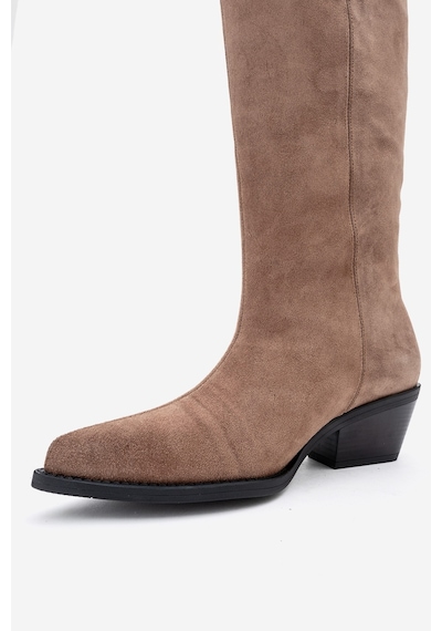 Luvishoes Luvi Shoes Orlo Toprak Süet Hakiki Deri Püsküllü Kadın Western Çizme Toprak