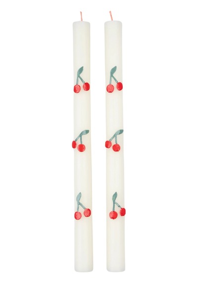 Meri Meri - Cherry Table Candles - Kiraz Desenli Şamdan Mumu - 2 Adet Tüm Yaşlar