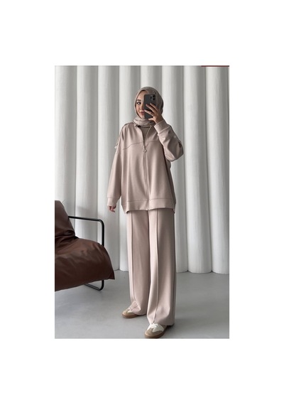 Butik Oversize Krem Modal Takım Krem Krem