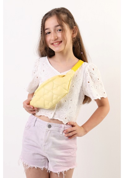 İcone Bag Icone Çocuk Kalp Kapitone Detaylı Bel Çantası Sarı