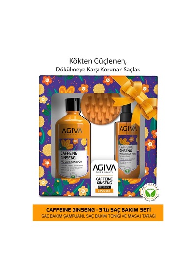 Caffeine Ginseng Şampuan 500 Ml & Saç Toniği & Masaj Tarağı 3'lü Set
