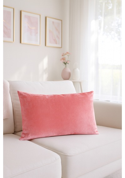 Düz Kadife Kırlent Kılıfı Pembe 30x50 Pembe