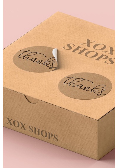 Kraft Siyah Thanks Sticker 3x3cm St2339 Çok Renkli