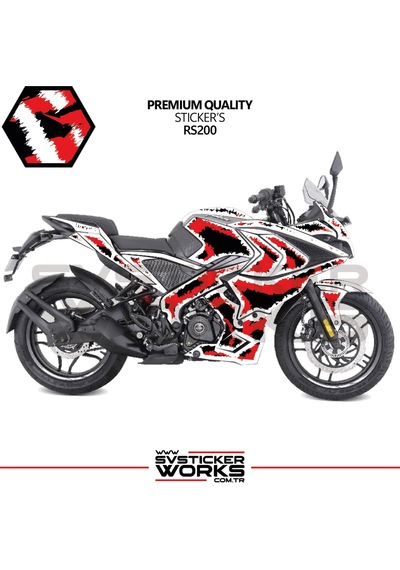 Bajaj Rs200 Kaplama Sticker Air Brush Motor Kaplama Modeli Hazır Kit Tüm Modeller Uyumlu Kırmızı