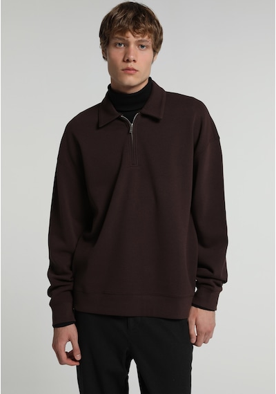 Colin's Colins Relaxed Fit Polo Yaka Düz Erkek Kahverengi Sweatshirt Cl1082016 Q1.v2 Brw